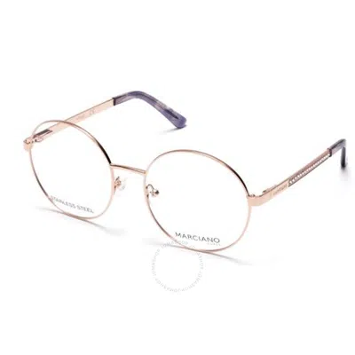 Guess By Marciano Demo Round Ladies Eyeglasses Gm0323 028 54 In Gold / Rose / Rose Gold