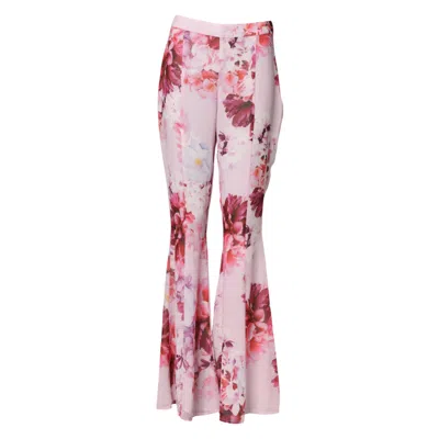 Pre-owned Guess By Marciano Floral Fla High Waist Trouser Women's Pants () In Pink