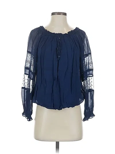 Pre-owned Guess By Marciano Long Sleeve Blouse In Blue