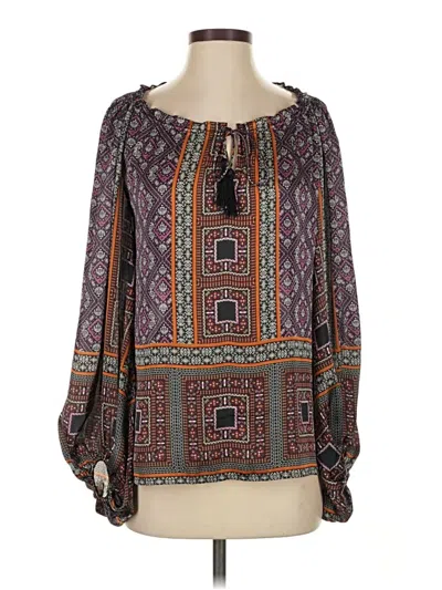 Pre-owned Guess By Marciano Long Sleeve Blouse In Purple