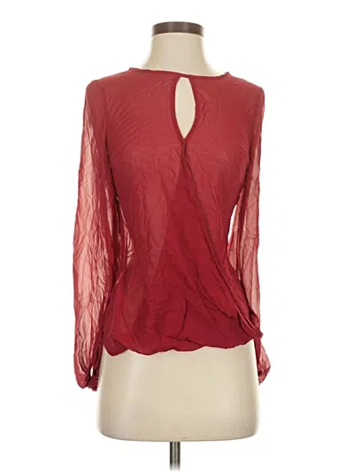 Pre-owned Guess By Marciano Long Sleeve Silk Top Red Keyhole Neckline Tops