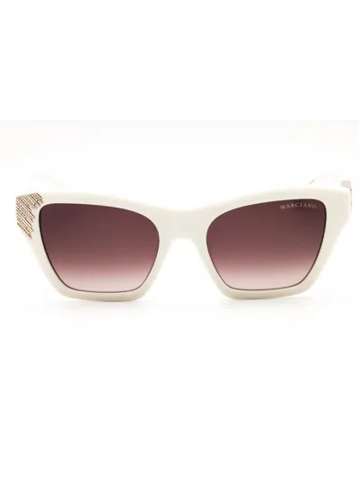 Guess By Marciano Rectangular Women's Mini Designer Sunglasses In White