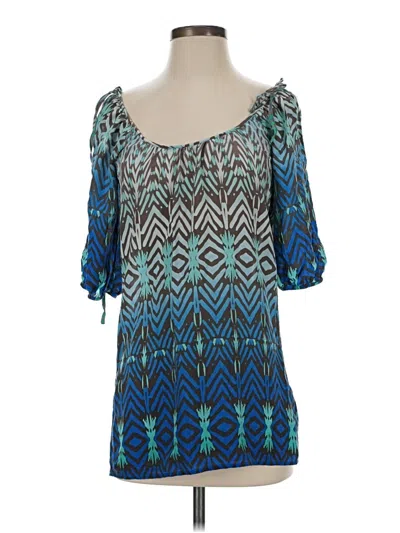 Pre-owned Guess By Marciano Short Sleeve Blouse In Blue