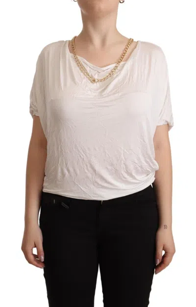 Guess By Marciano Short Sleeves Chain T-shirt Women's Top In White