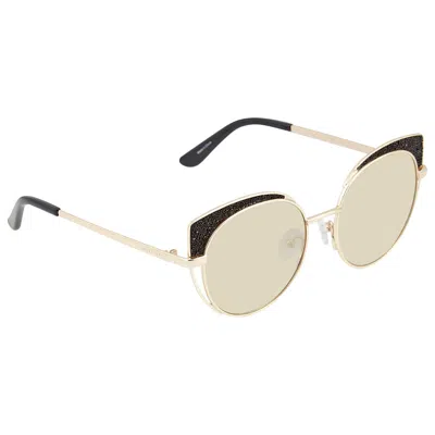 Guess By Marciano Smoke Mirror Cat Eye Ladies Sunglasses Gm0796 32c 53 In Gold