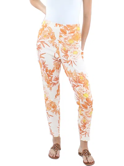 Guess By Marciano Womens High Rise Floral Print Capri Pants In Orange