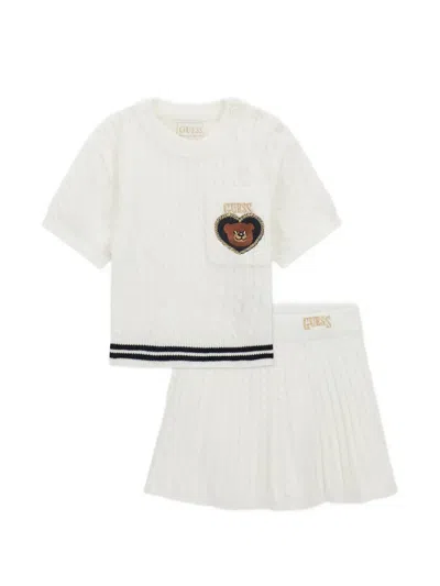 Guess Kids' Cable-knit Skirt Set In White