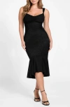 Guess Caitlyn Lace Panel Mermaid Midi Dress In Black