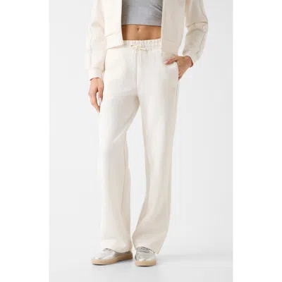 Guess Calista Logo Embellished Wide Leg Pants In White