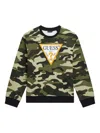 Guess Camouflage-pattern Logo-print Sweatshirt In Green