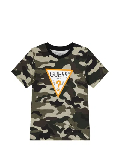 Guess Kids' Camouflage T-shirt In Green