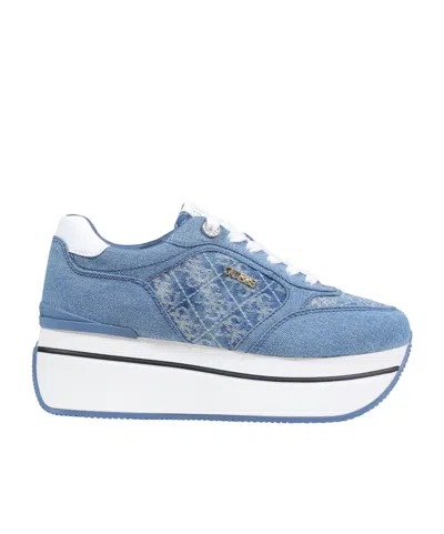 Guess Camrio Denim Running Shoes In Blue