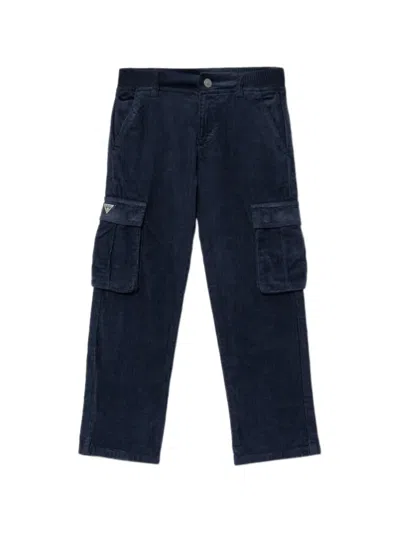Guess Kids' Cargo Corduroy Trousers In Blue