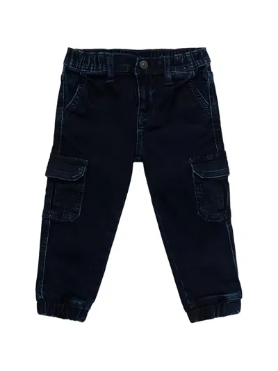Guess Kids' Cargo Denim Trousers In Blue