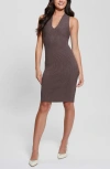 Guess Carista Strappy Rib Body-con Dress In Chocolate Brownie