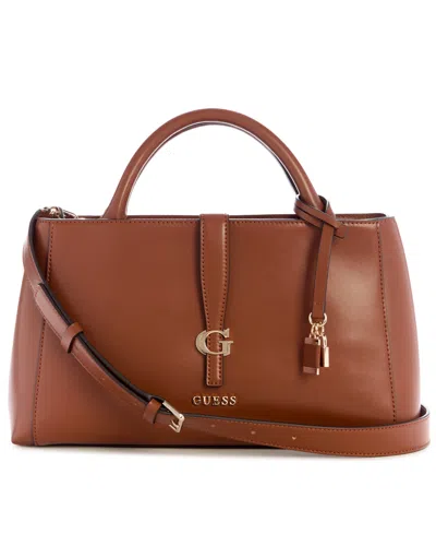 Guess Carrie Girlfriend Medium Satchel Bag In Brown