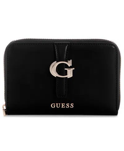 Guess Carrie Mini Zip Around Wallet In Black
