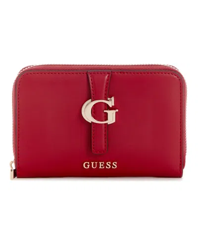 Guess Carrie Mini Zip Around Wallet In Dark Cherry