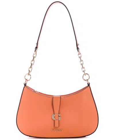Guess Carrie Top Zipper Small Shoulder Handbag In Orange
