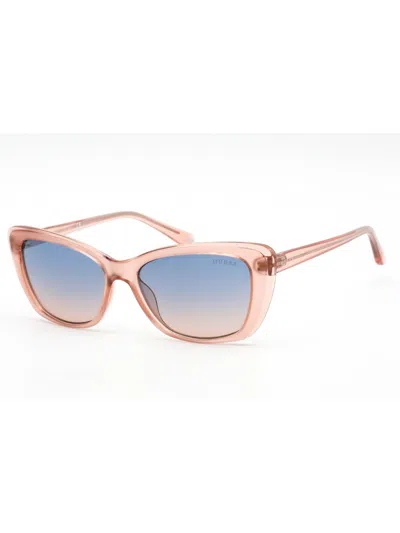 Guess Cat-eye Mini Sunglasses For Women In 74w - Pink /other / Gradient Blue
