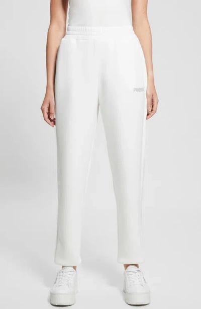 Guess Women's Cecelia Scuba Rhinestone-logo Jogger Pants In Ocean Salt