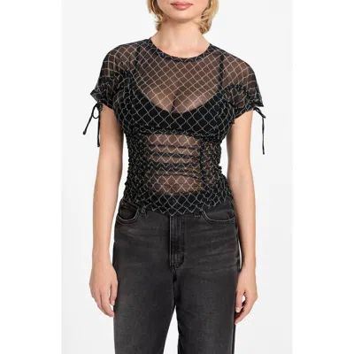 Guess Chain Mesh Logo Top In Black