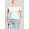 Guess Charlotte Off The Shoulder Top In Pure White