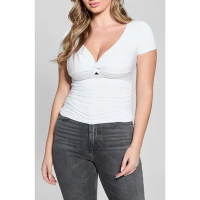 Guess Charlotte Ruched Top In Pure White