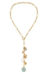 Guess Charm Lariat Necklace In Gold