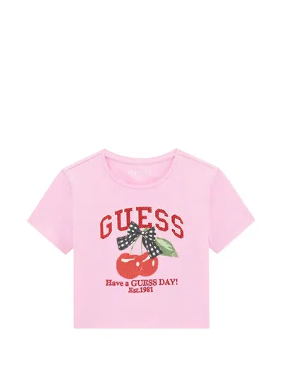 Guess Kids' Cherry-print T-shirt In Pink