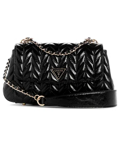 Guess Cheryl Convertible Xbody Flap Handbag In Black