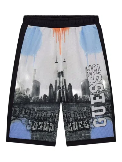 GUESS CITY-SKYLINE GRAFFITI CASUAL SHORTS