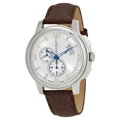 Guess Classica Chronograph Silver Dial Men's Watch X83005g1s In Blue / Brown / Silver