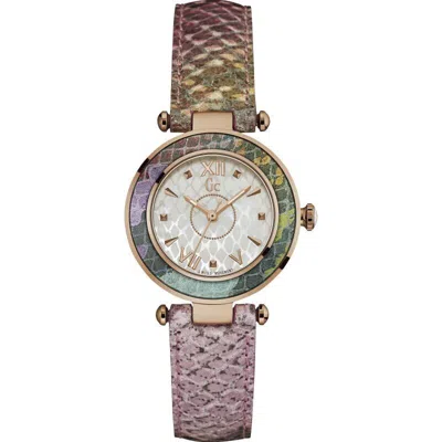 Pre-owned Guess Collection Snake Skin Design Leather Strap Rose Gold Tone Women's Y12005l1