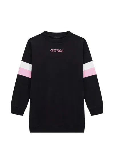 Guess Kids' Colourblock Long-sleeve Dress In Black