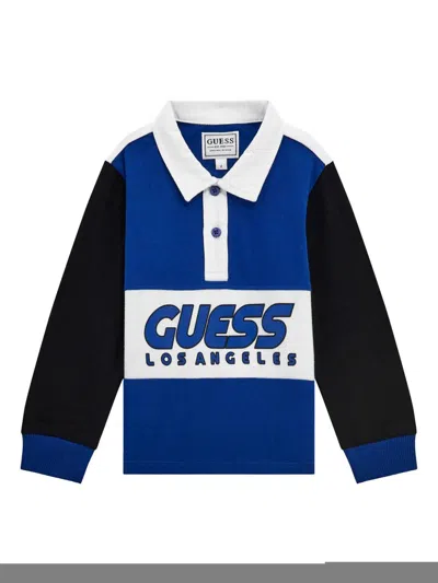 Guess Kids' Colourblock Polo Shirt In Blue
