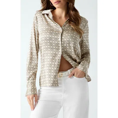 Guess Concetta Logo Print Long Sleeve Shirt In Neutral