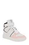 Guess Women's Corten Casual High Top Logo Lace Up Sneakers In White/pink