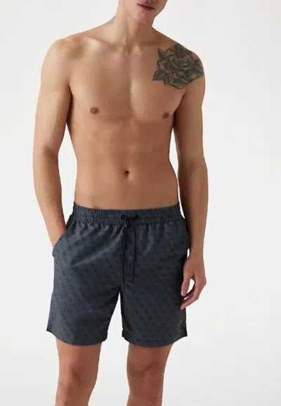 Guess Costum Swimtrunk Medium Embossed Logo In Black