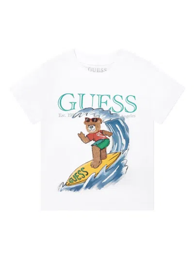 Guess Kids' Cotton T-shirt In White