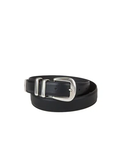 Guess Cow Leather Belt In Black