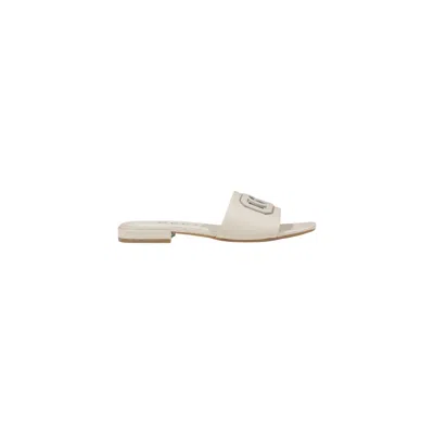 Guess Cream Leather Sandal In Neutral