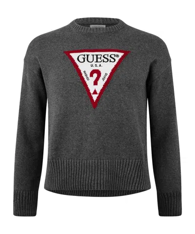 Guess Crewneck Knit Sweater In Gray