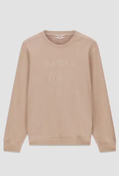 Guess Crewneck Sweatshirt Man Beige In Neutral
