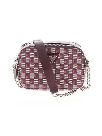 Pre-owned Guess Crossbody Bag In Burgundy