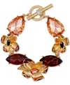 Guess Crystal & Stone Floral Statement Flex Bracelet In Multi