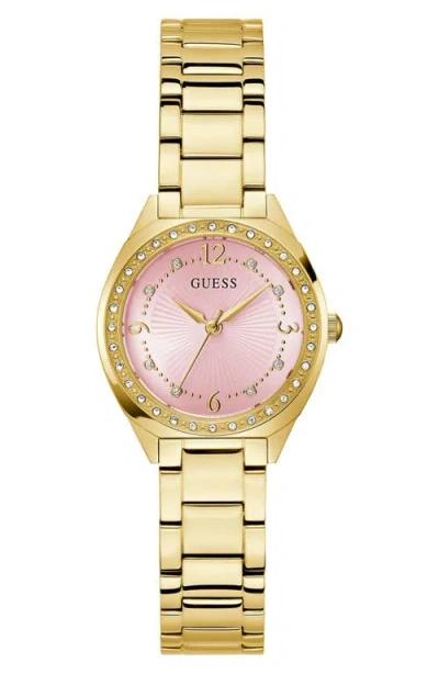 Guess Crystal Bezel & Markers Bracelet Watch, 30mm In Gold