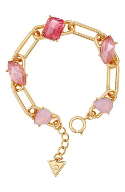 Guess Crystal Chain Bracelet In Gold