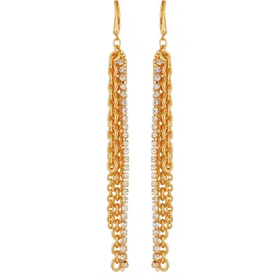 Guess Crystal Chain Drop Earrings In Gold