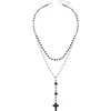 Guess Crystal Cross Charm Layered Necklace In Silver